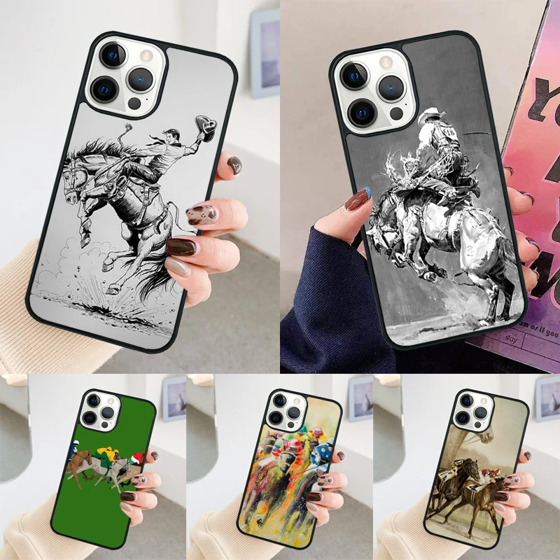 Horse Racing phone case Cover For iPhone 14 15 16 Pro Max SE 2020 coque For apple 11 12 13 Pro Max Mini 7 8 Plus