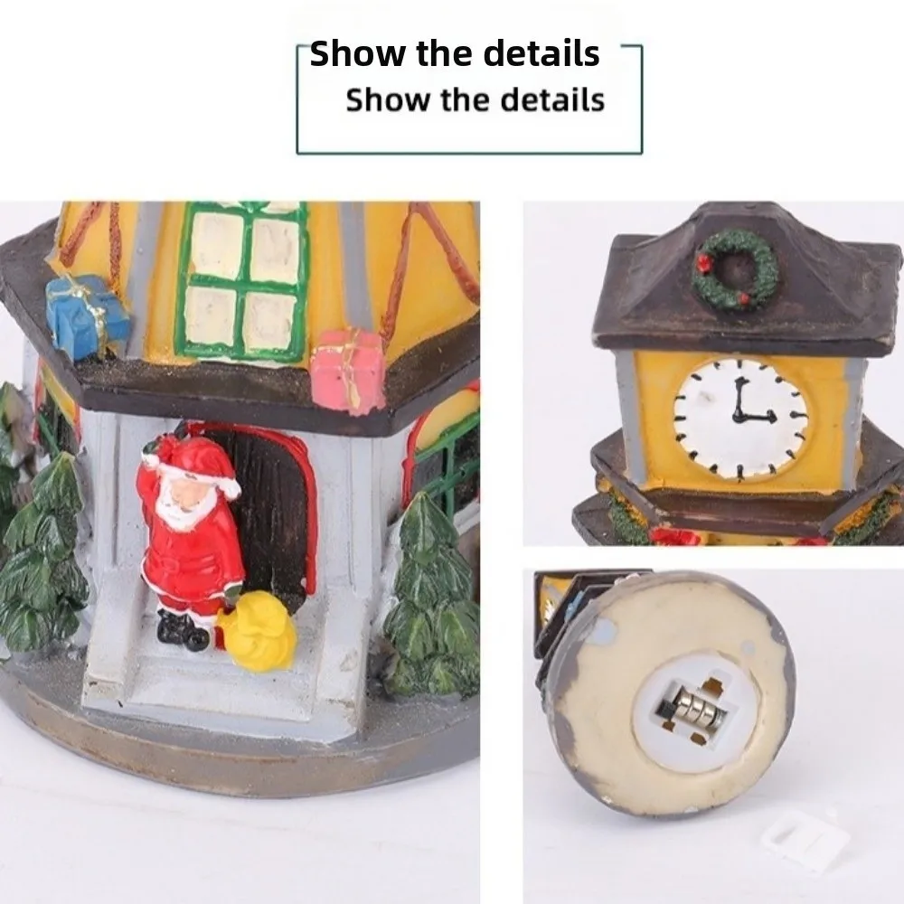 Light Up Design Holiday Home Decorations Small Size Resin Material LED House Figurine LED Lighting Creative Design