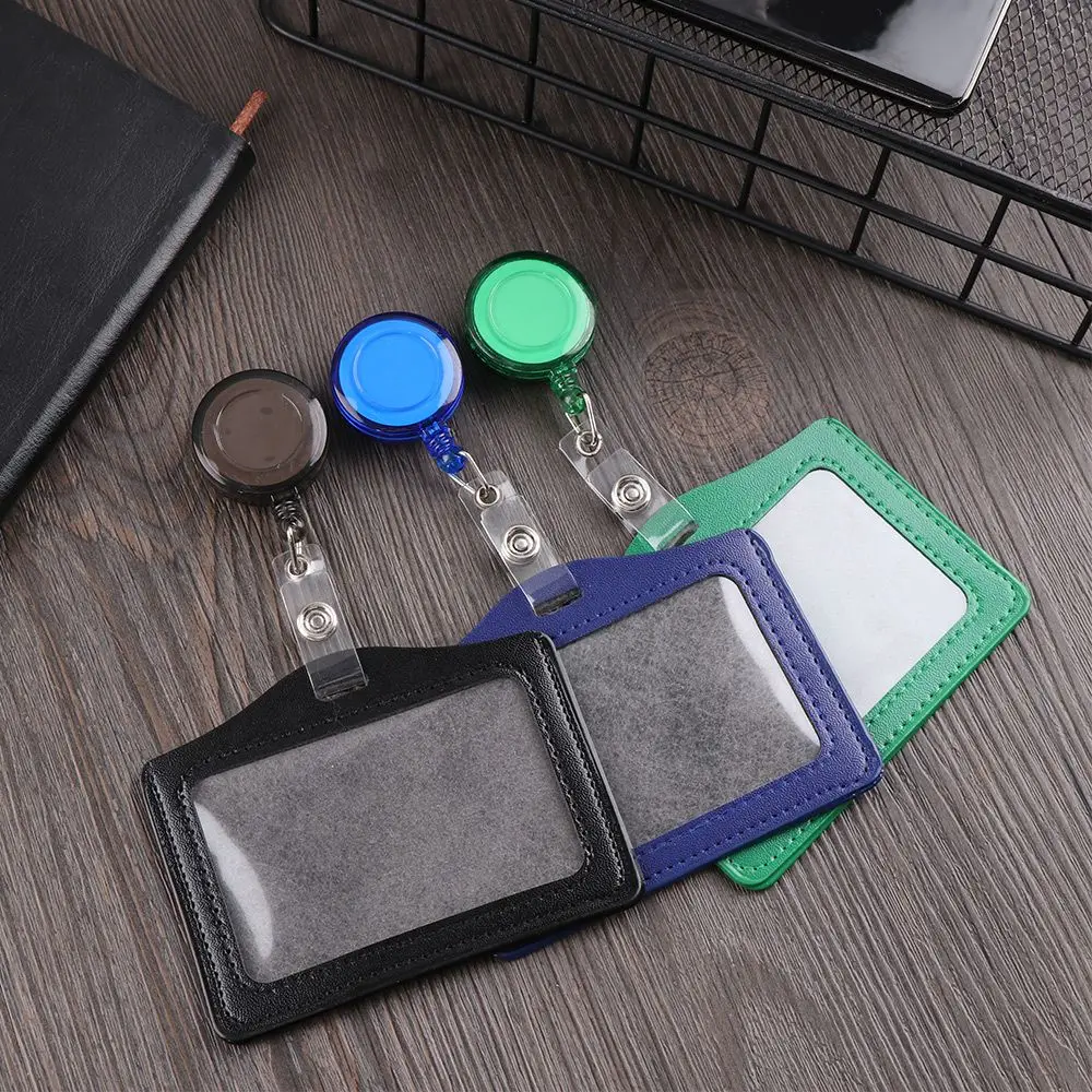 New Office Supplies PU Leather ID Card Holder Credit Card Holder Protective Shell Badge Case