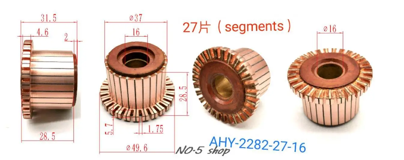 

5pcs 37x16x28.5(31.5)x27P Copper Bars Electric Motor Commutator