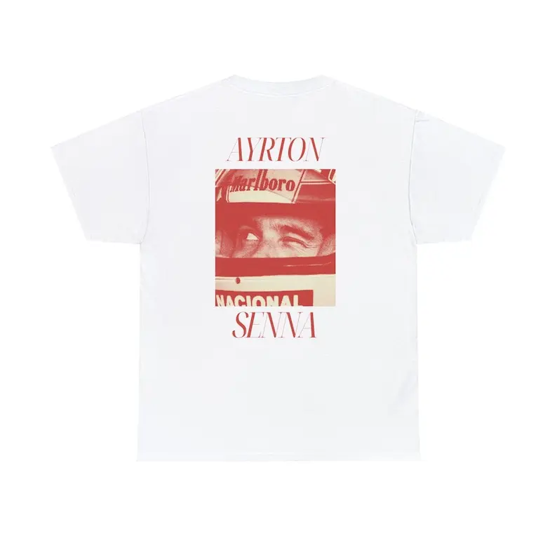 Vintage Print Men's Cotton Ayrton Senna T-Shirt F-1 Casual Black Classic Women's Short Sleeve image 3