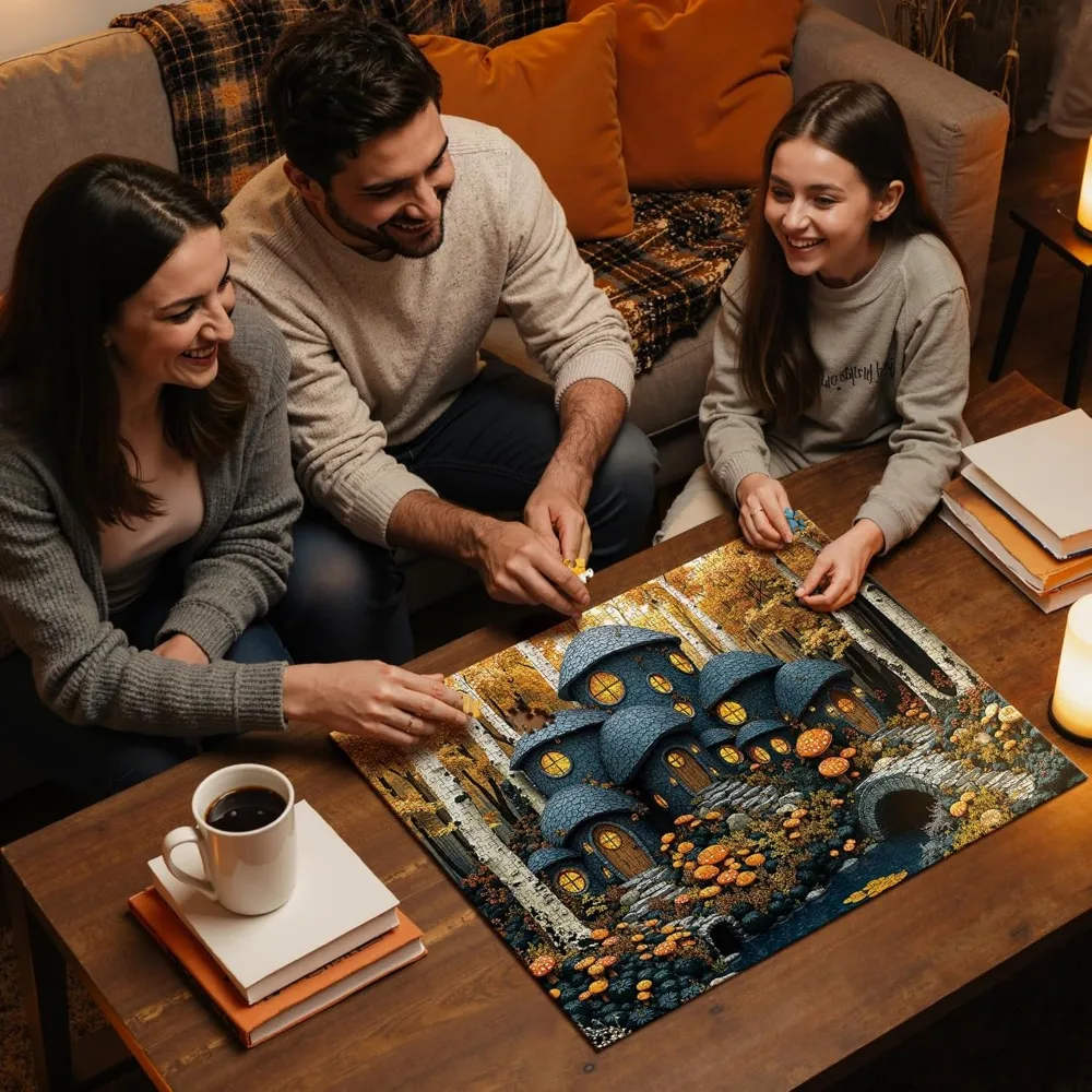 Forest Mushroom Cottage 1000/500/300/120 Piece Jigsaw Puzzle Home Decor for Adult Game Family Fun Puzzles Educational Toys