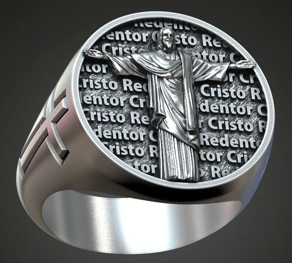 

13gC Viel Redentor Signet the носитель в несущий изящник и живого теста на redemption Кольца из твердого стерлингового серебра 925 пробы