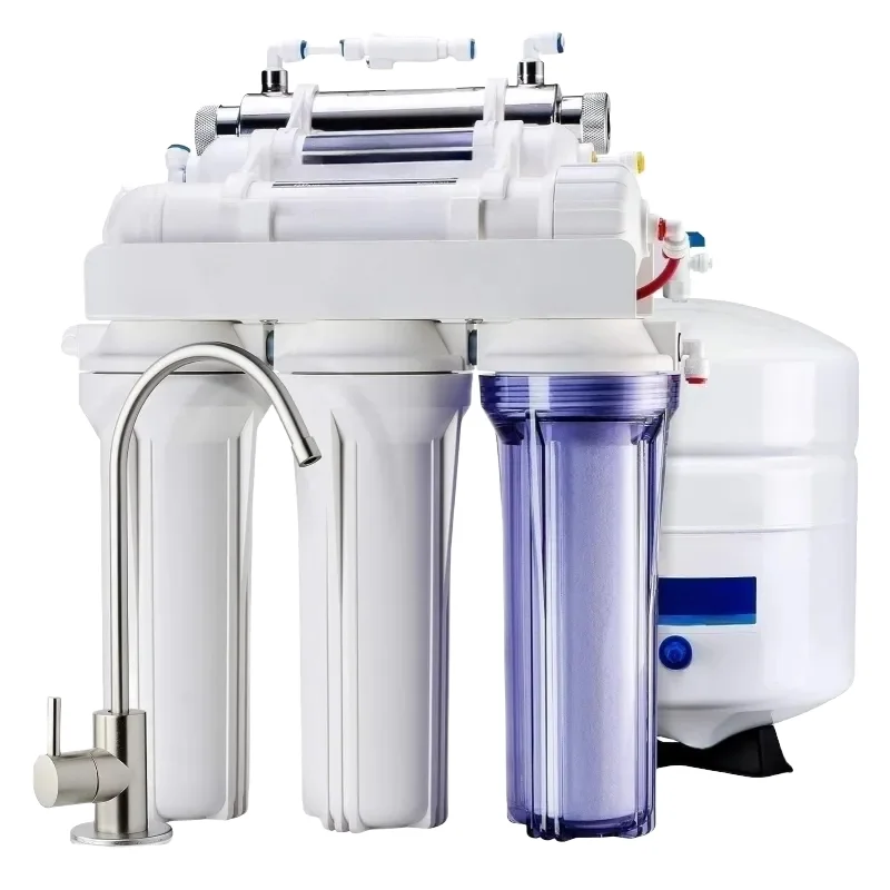 

6 Stage 75GPD Electric Plastic RO Water Purifier UV Self Clean Smart Sink Mount Hotel Use