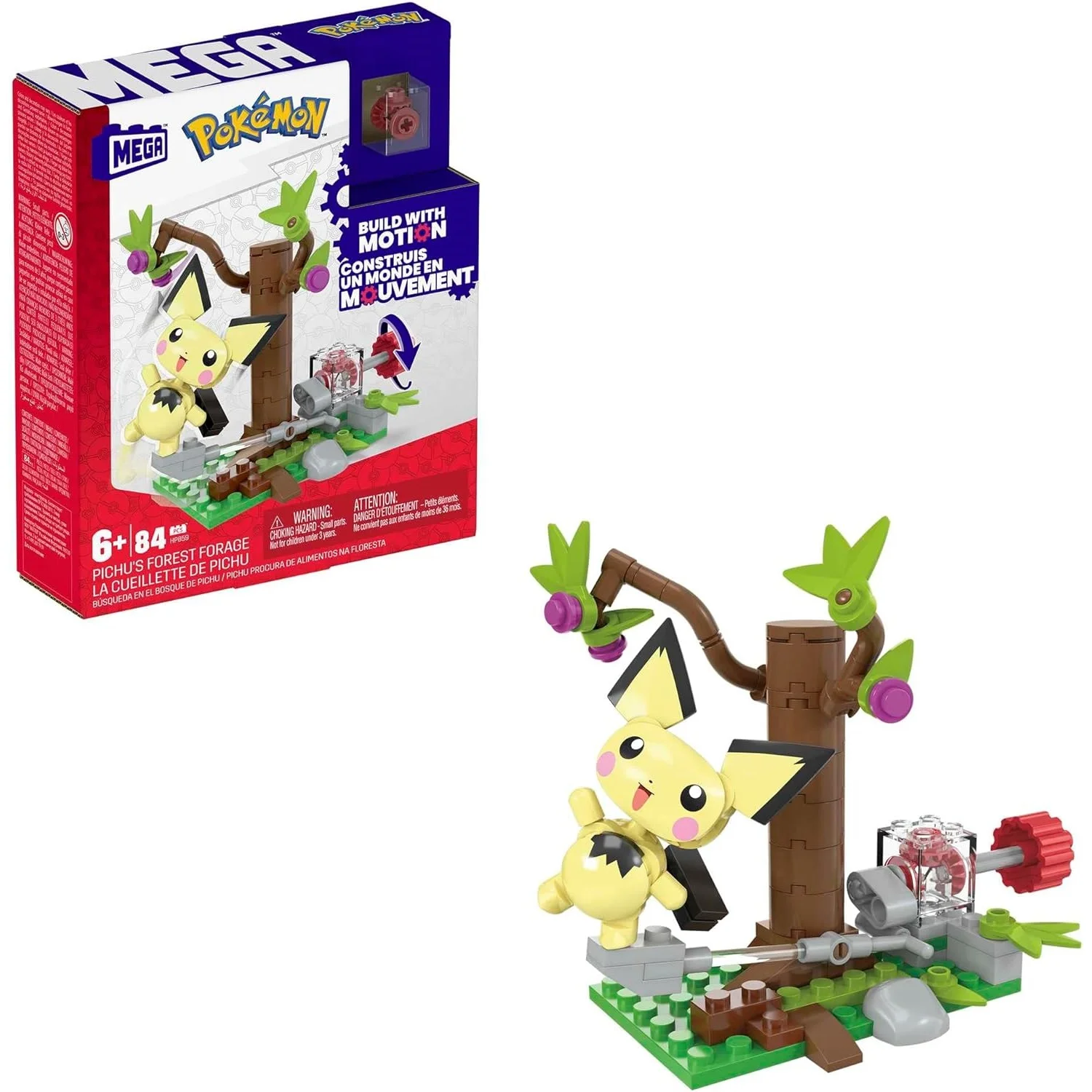 Mega Pokemon Quest in Pichu Forest Building Set 84pcs Blocks with Movement HPB59 without Box