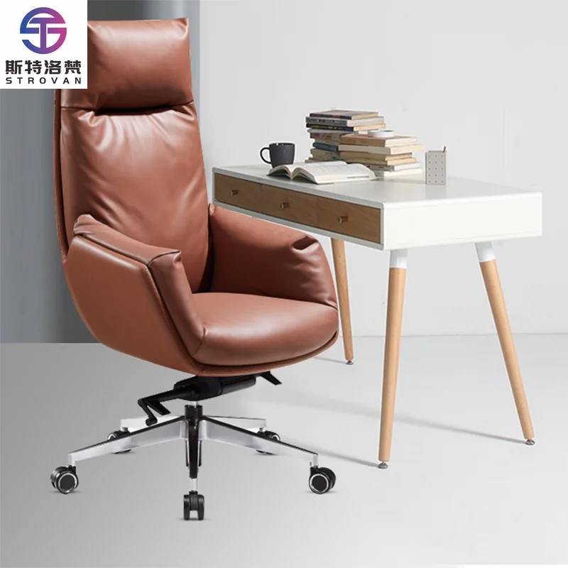 

Modern Leather Function Computer Ergonomic Executive Leather Chair Genuine Leather Office Chairs with Footrest