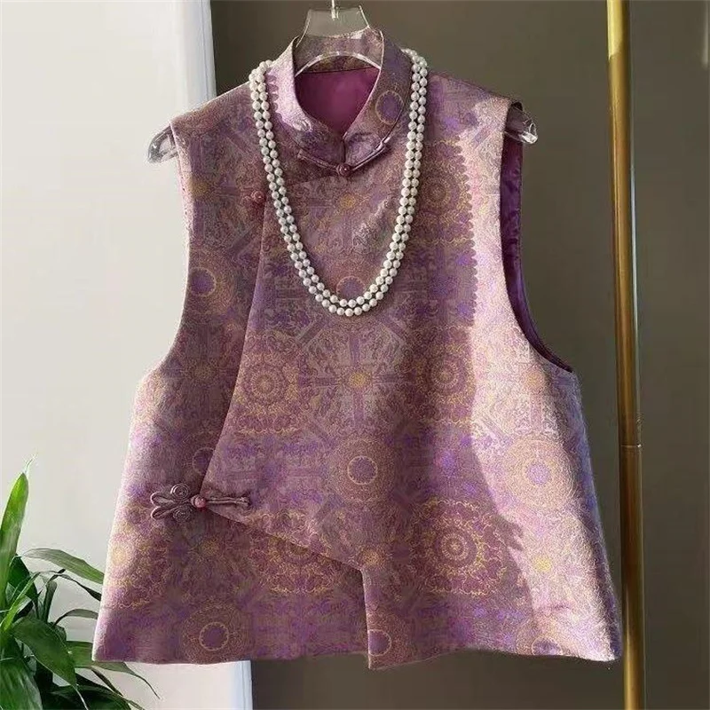2026 New Chinese Style Women's Vest Spring Summer Fashion Jacquard Camisole Ladies Sleeveless Waistcoat Casual Vest Jacket Coats