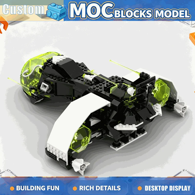 646PCS Space Conqueror Ship Building Blocks Set Neon Green Series Galaxy Fighter Model DIY Assembly Education Toy Birthday Gift