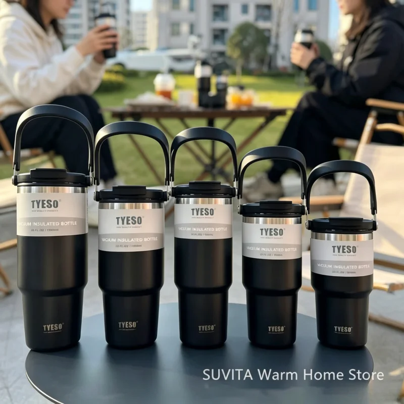 

Tyeso Tumbler Coffee Cup: Large Capacity Stainless Steel Vacuum Insulated Mug for Car Travel & Double Drink