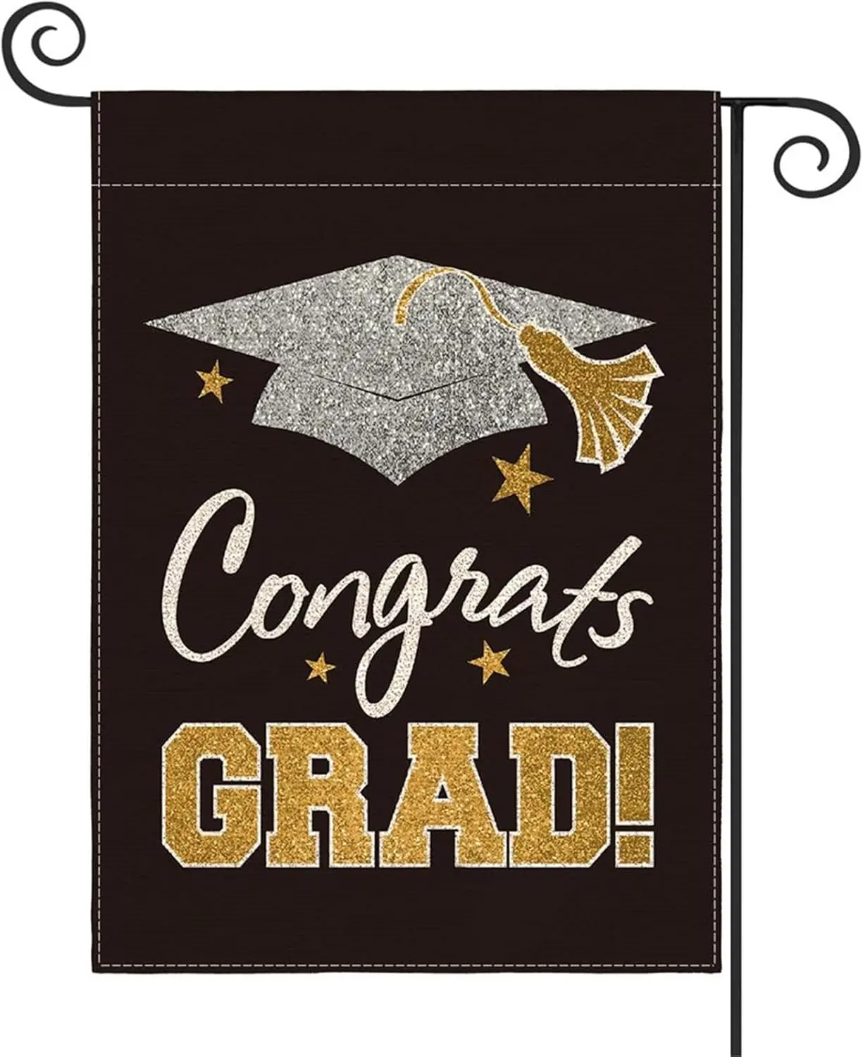 Graduation Diploma Cap Congrats Grad Garden Flag Double Sided 12x18 Inch Outside Decorations(B)