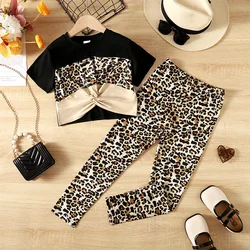 Two Piece Set For Summer Girls New Fashion Trend Daily Leisure Sweet Lively Cute Soft Comfortable Lightweight Breathable Leopard