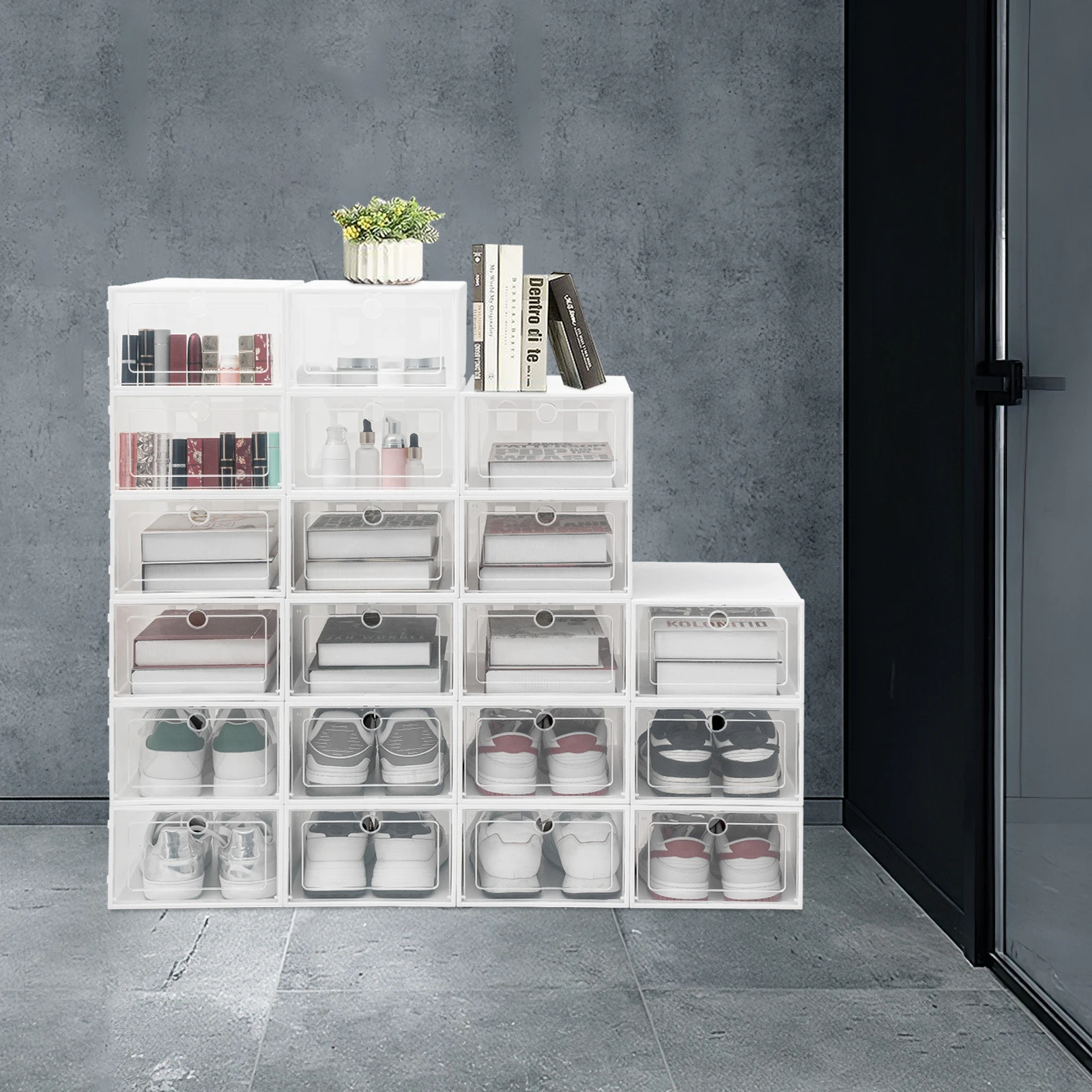 24/20 Pcs PP Foldable Dustproof Shoe Boxes With Large Space, Easy to Clean, Storage Box for Sundries, Multi-place Use image 2