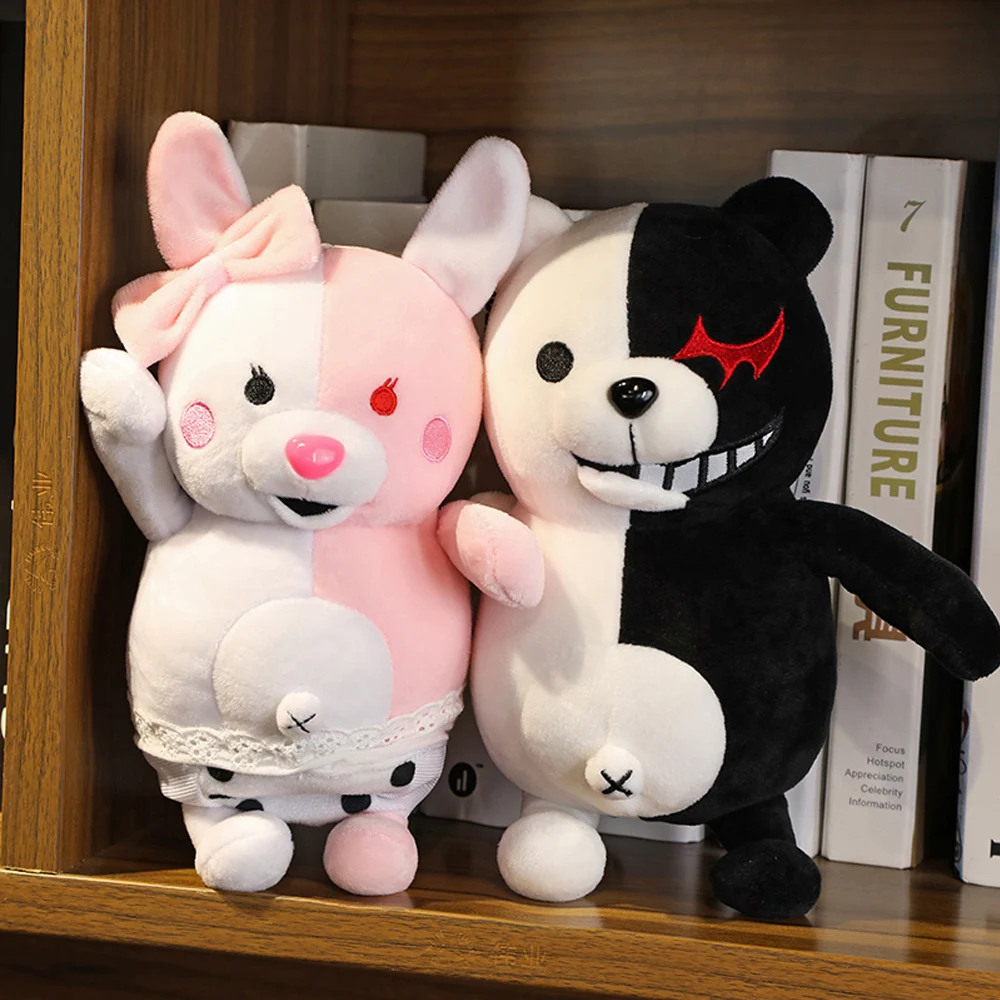 Cute Anime Dangan Ronpa Plush Toys Stuffed Zero Dangan Ronpa∕Zero Black White Bear Doll Gifts Popular Game Figure Plushie Dolls