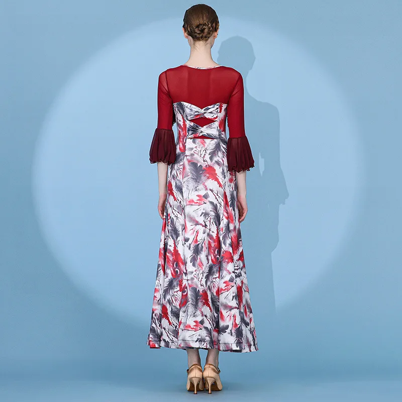 Nieuwe Nationale Standaard Wals Vriendschap Dans Moderne Dans Rok Professionele Competitie Prestaties Jurk Grote Swing Jurk