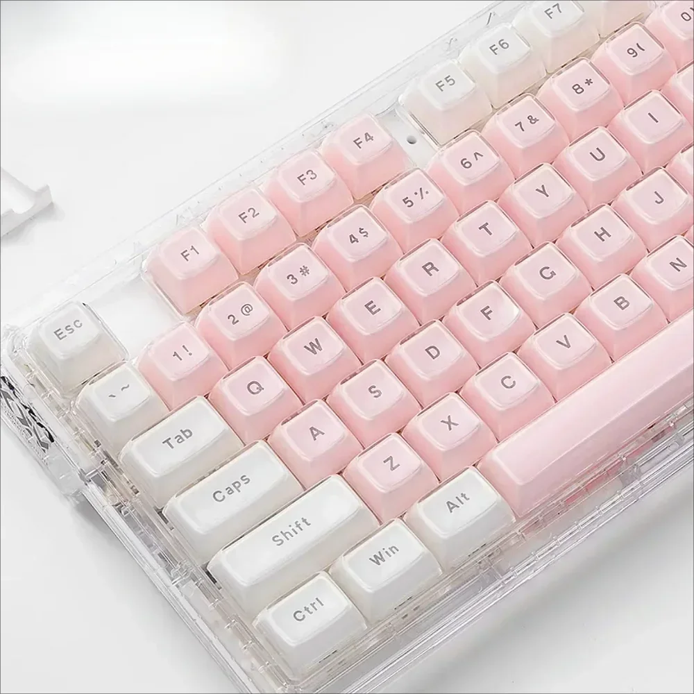 Crystal Jelly OEM Keycaps DIY 104 Keys Transparent Cute Pink for 60/80/87/98/104/108 Mechanical Keyboards