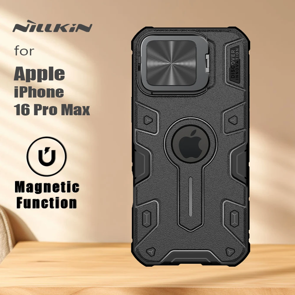 Nillkin for iPhone 16 Pro Max Case Magnetic Case Camshield  Armor Prop Magsafe Case Camera Stand Ultra Hard Back Cover Protect