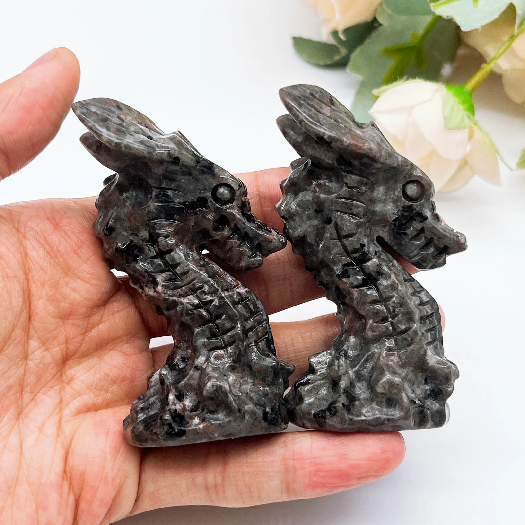 75mm naturel Yooperlite Dragon Fluoresce Sodalite Figurine cristal flamme pierres Statue énergie guérison spirituelle décor à la maison cadeau