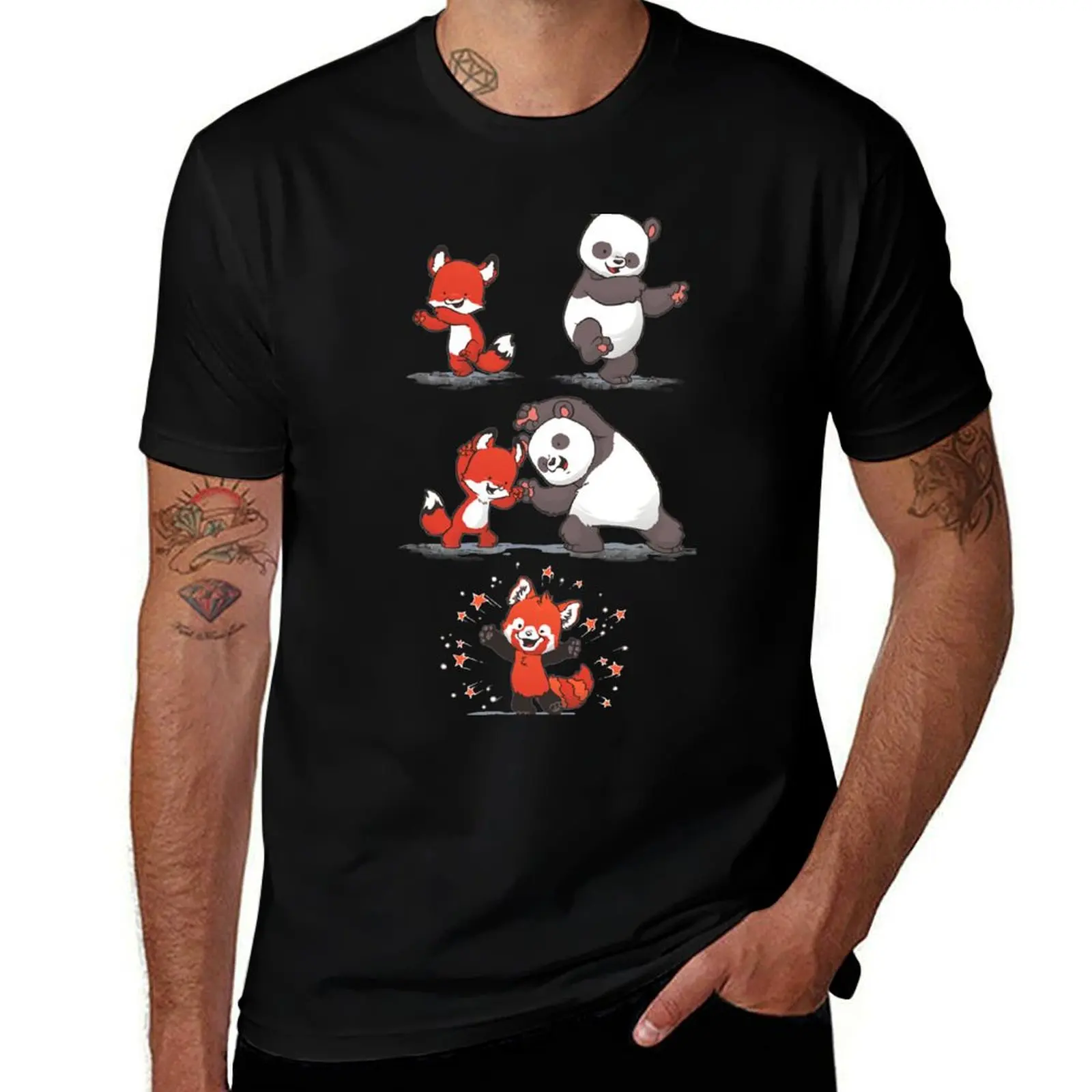Panda and Red Fox Fusion T-Shirt Water Resistant Casual T-Shirt