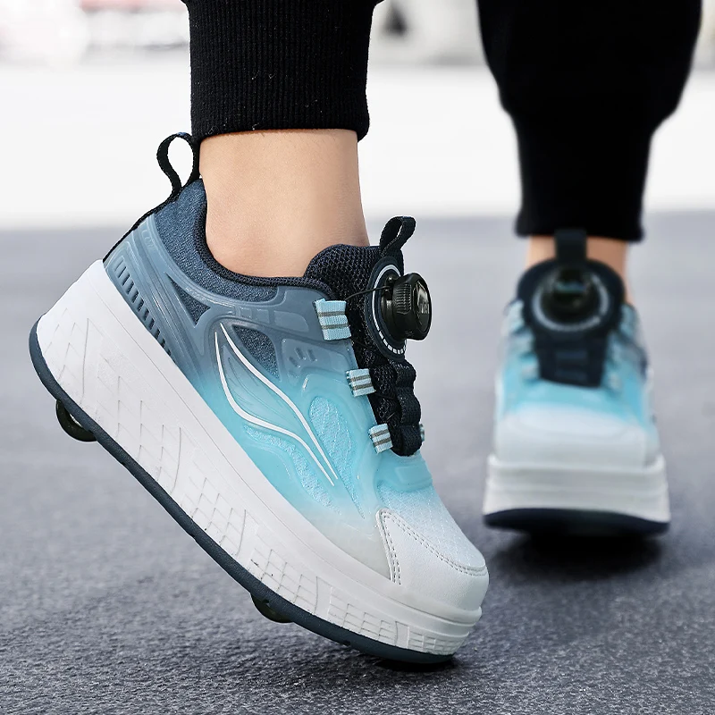 

Модные универсальные парковые коньки Heelys для девочек, осень 2025 г.: дышащие сетчатые модные 4-колесные парковые коньки