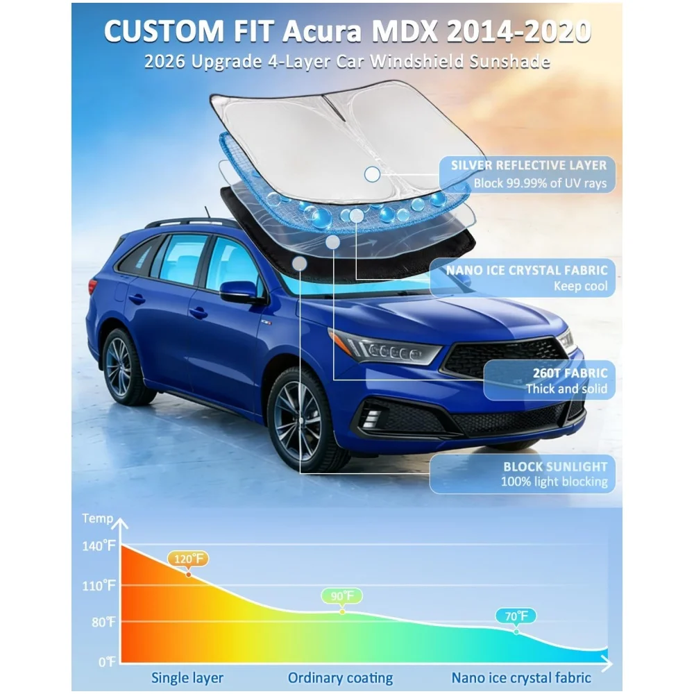 Custom Fit Foldable Windshield Sunshade For Chevrolet Impala 2014-2020 UV Block Cooling Car Windshield Accessory