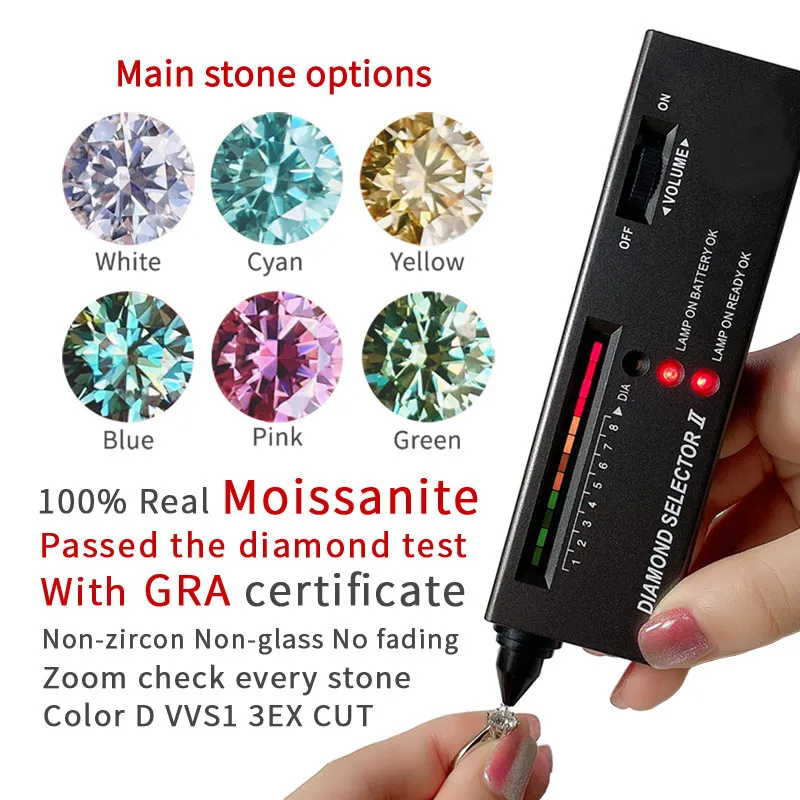 Luxury Moissanite Necklace Length 40-45CM 0.5-2 Carat Blue Green Yellow Pink Red Cyan Diamond Pendant For Women S925 Silver