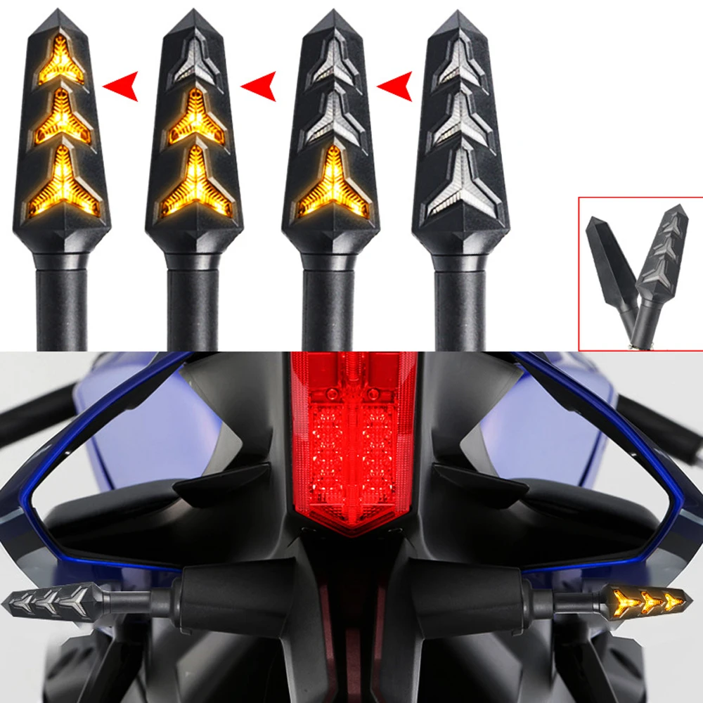 

2Pcs LED Motorcycle Turn Signals Light Sequential Flowing Water Blinker Indicator Lamp 12V 10MM Amber Motorcycle Flashing Lights