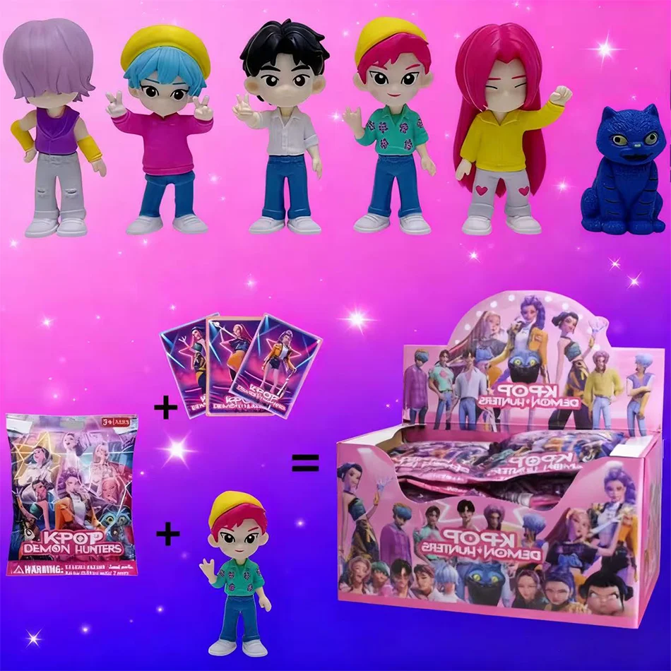 Novo anime kpop demon hunters caixa cega huntrix saja meninos rumiira zoey derpy tigre figura de ação modelo boneca brinquedo decoração mistério