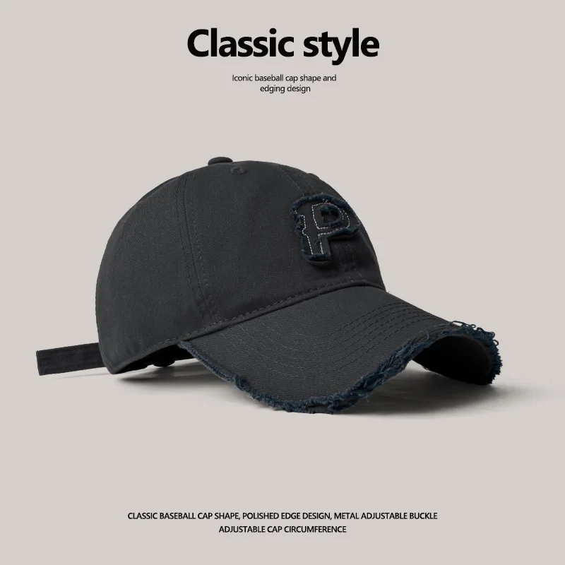 High quality cotton baseball cap Outdoor travel cap Letter P cap Leisure duck tongue cap Golf cap Men's