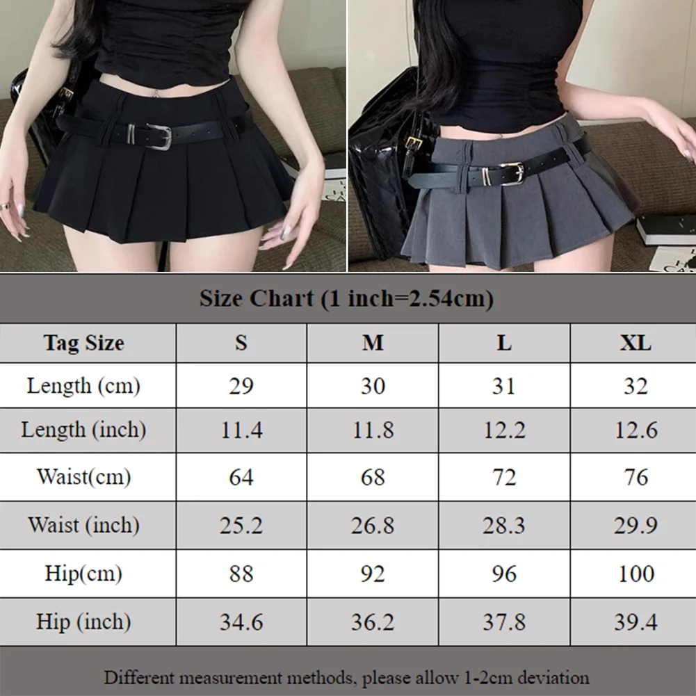 Women Sexy Summer Pleated Half Length Short Skirt With Shorts Korean High Waist Belt A-Line School Solid Female Ultra Short