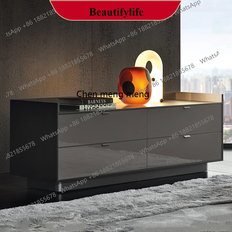 

Q178 Итальянский минималистичный настольный обеденный боковой шкаф из каменной плиты, современный простой легкий роскошный шкаф для хранения шести сундука