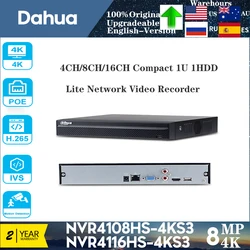 Oryginalny Hikvision 4CH/8CH/16CH 8/12MP NVR4104HS-4KS3 NVR4108HS-4KS3 NVR4116HS-4KS3 kompaktowy 1U 1HDD Lite sieciowy rejestrator wideo