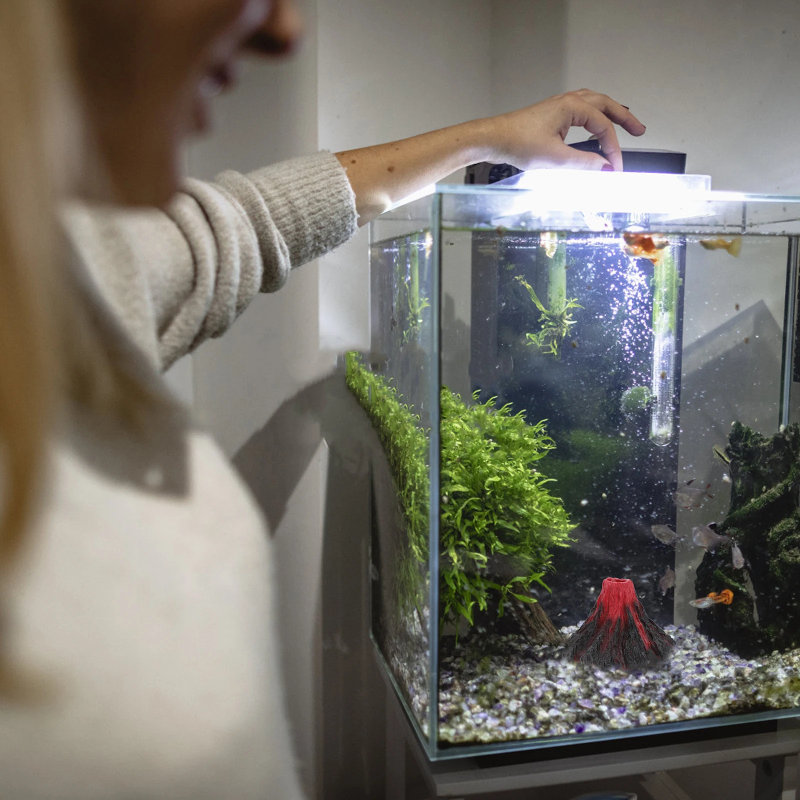 

Volcanic Rock nament Artificial Aquarium Decorations Durable Resin Easy Clean Fresh Water Pet Supplies