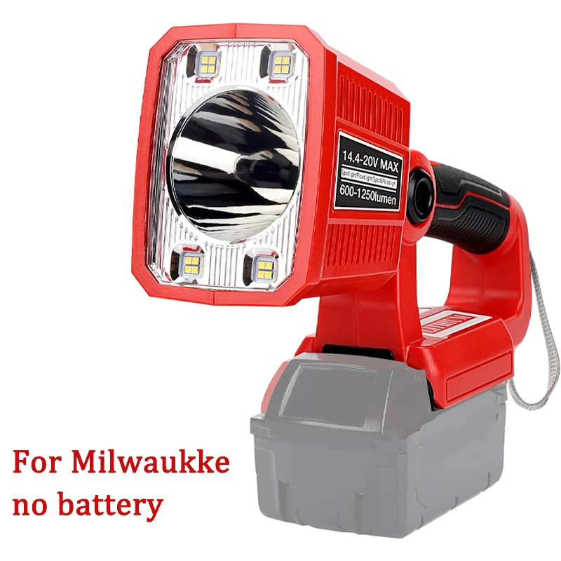 

1250LM LED Flashlight for Milwaukee 18V Lithium Battery 18W Work Light for Camping, Emergency and Job Site Lighting