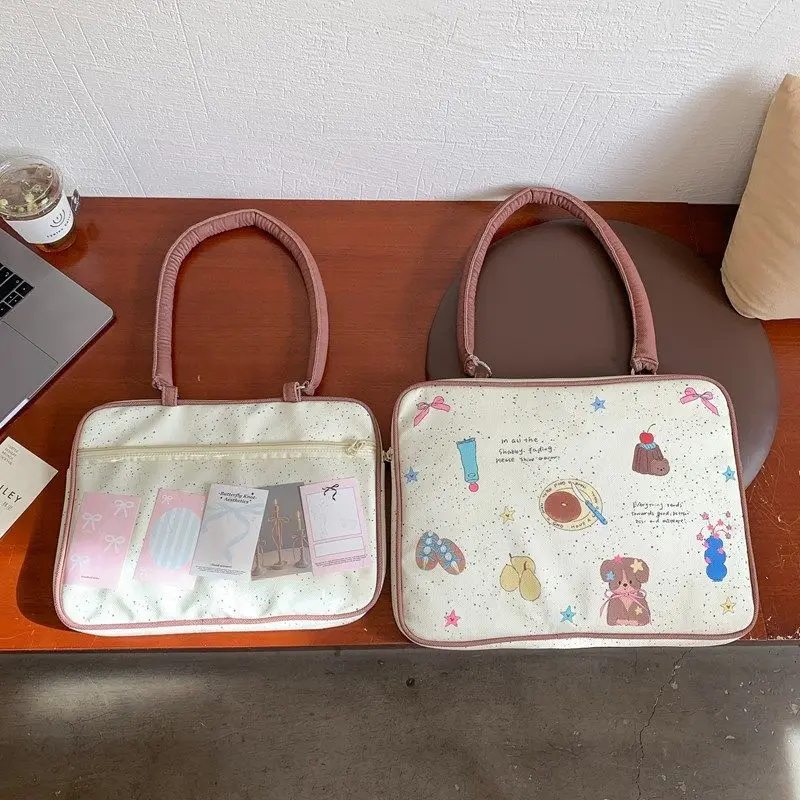 Ins Zoete Leuke Cartoon Print Laptoptas Dames Grote Capaciteit Tablet MacBook Air Pro 14 16-inch Schouder Laptoptas Notebook Tas