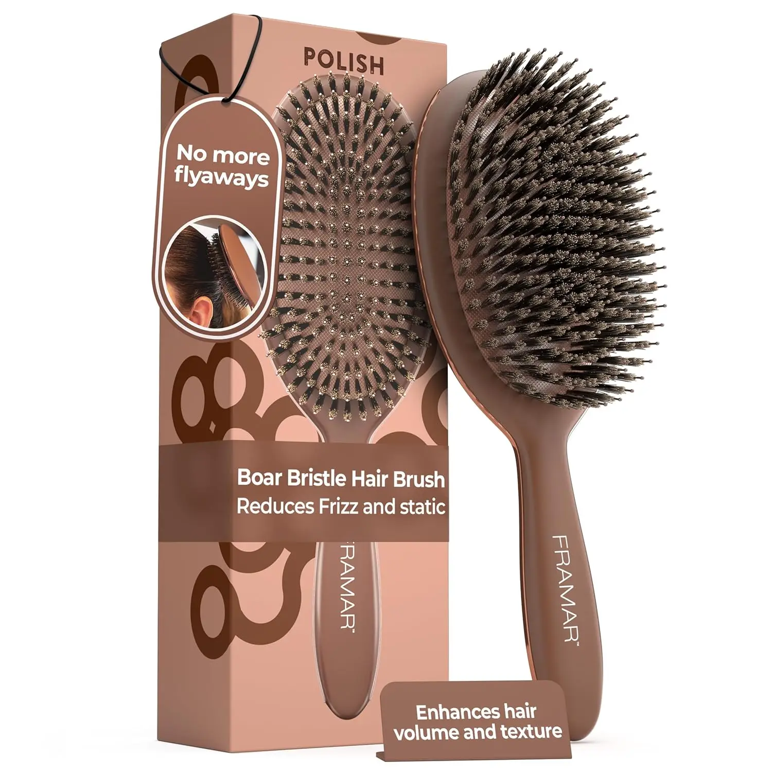 

Soft Boar Bristle Hair Brush for Women - Enhances Shine, Reduces Frizz, Gentle Detangling for Fine Hair