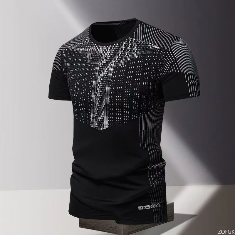 تي شيرت رجالي صيفي سريع الجفاف مطبوع ثلاثي الأبعاد، قميص فضفاض كبير الحجم برقبة دائرية وأكمام قصيرة