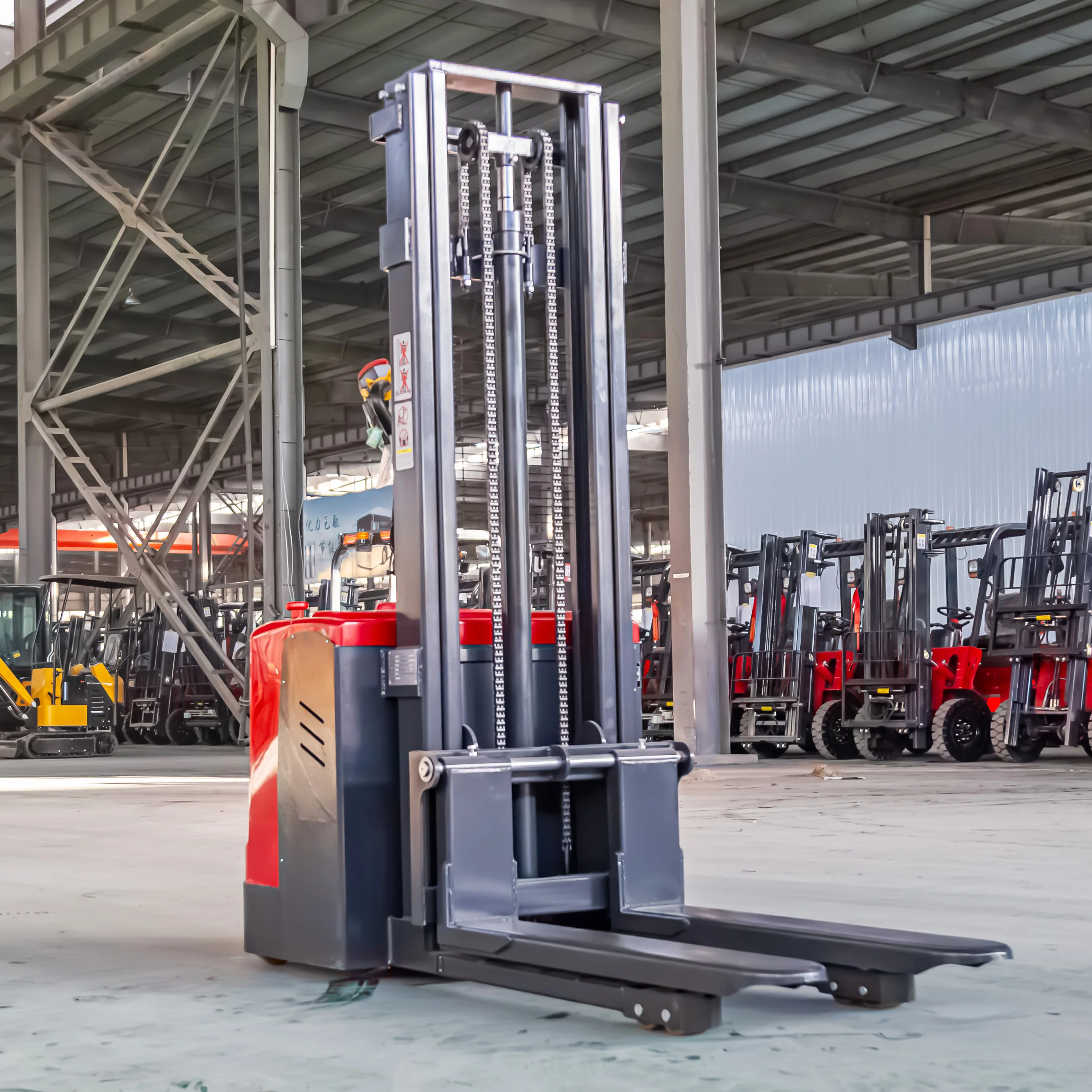 

1.5 Ton Full Electric Self Load Lifting 2Ton Pallet Stacker Standing Style All Terrain Pallet Stacker Hot Sales