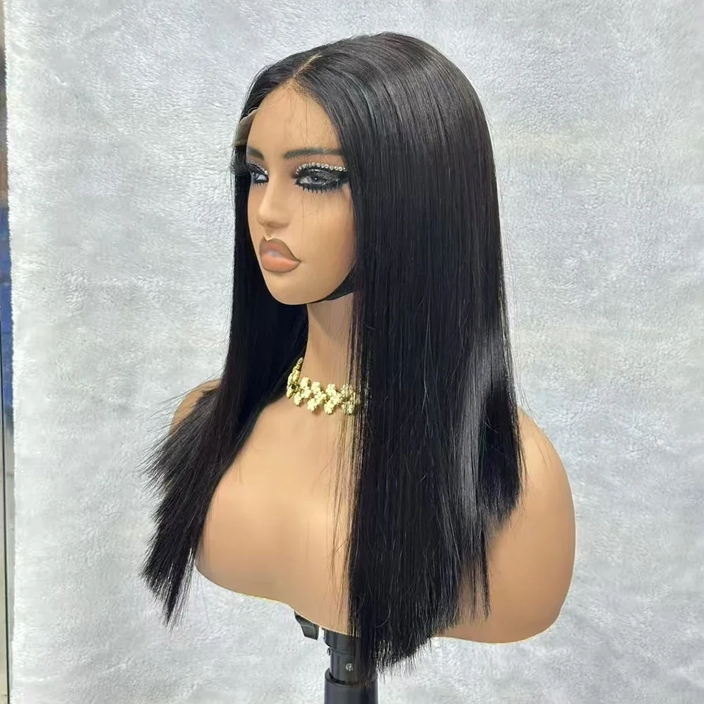 Wig rambut manusia lurus tulang transparan 14-20 inci Hd renda depan Wig rambut manusia Brasil 5x5 Wig Frontal renda Swiss untuk wanita