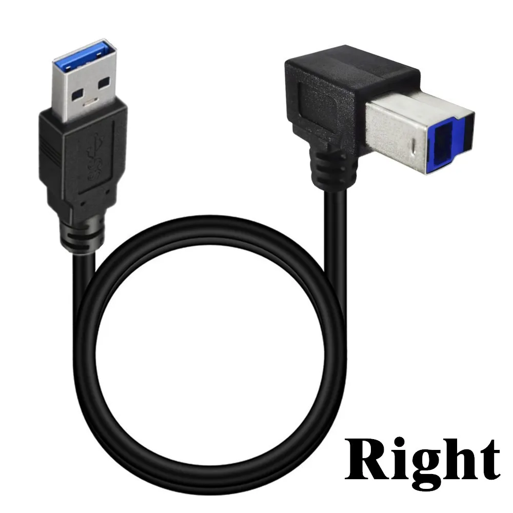 Super prędkość kabel USB 3.0 USB-A męski do USB-B 3.0 90 stopni Angeld typ B wymiana kabla kabel Usb3.0 do przesyłania danych