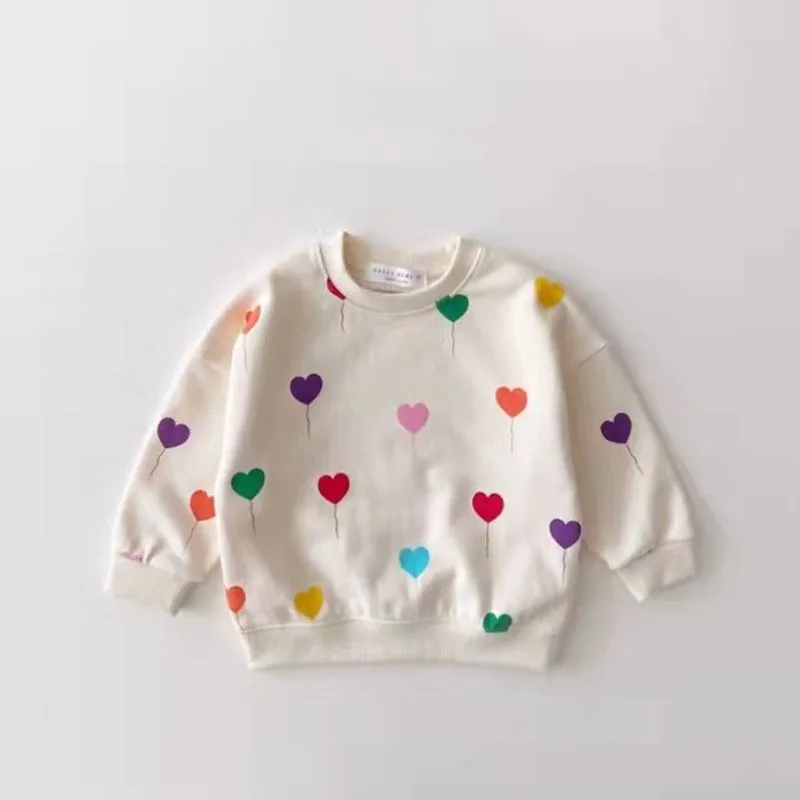 

Spring and Autumn Baby Toddler Clothing Heart Balloon Knitted Pullover Set Stylish Sweatshirt Two-Piece Set Trendy
