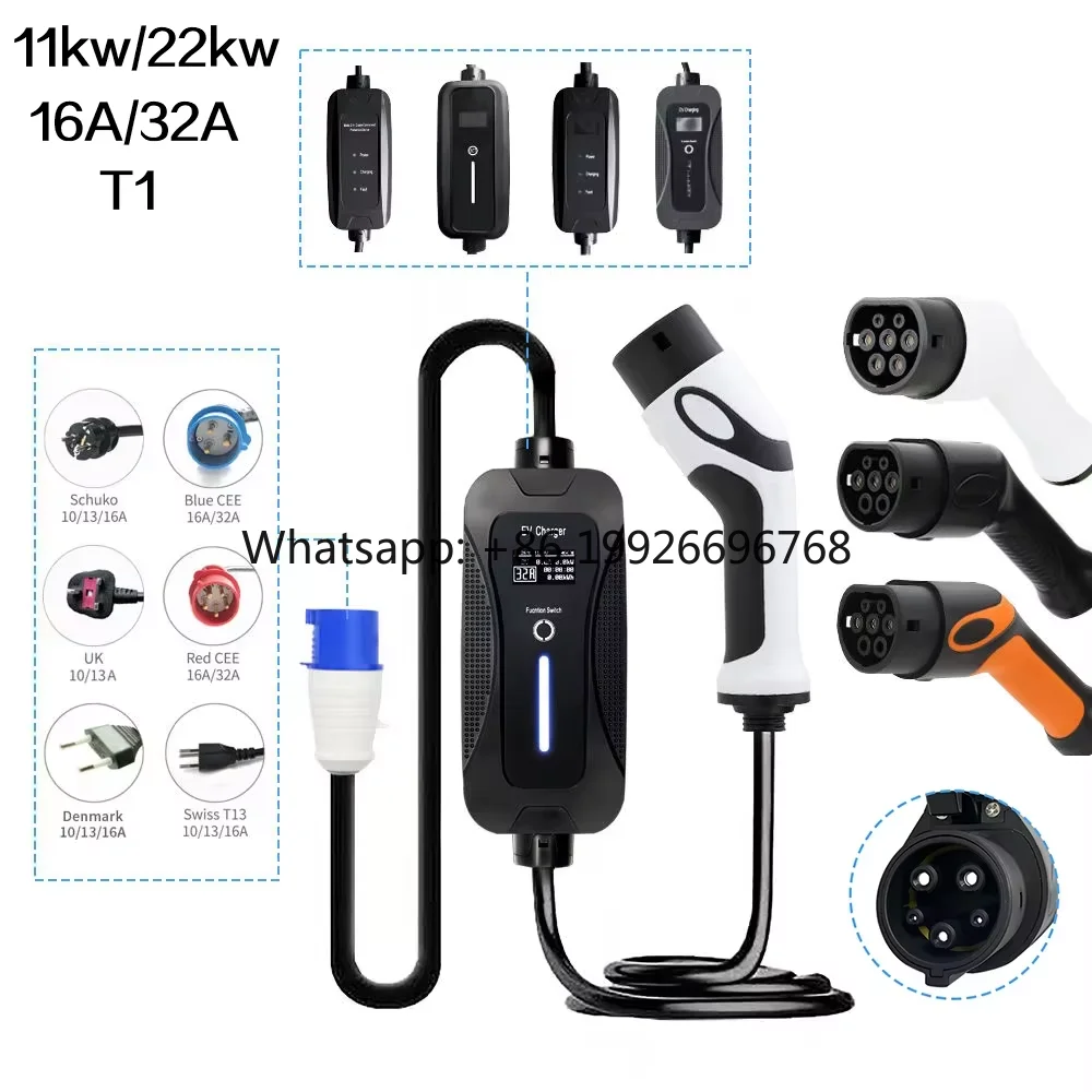 

11kw 22kw 16A 32A Type 1 Electric Car Charging Station Fast Portable EV Charger