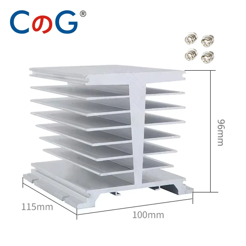 CG Radiator For Three Phase Solid State Relay 10A 25A 40A 60A 80A 100A 120A 200A Aluminum Heat Sink With 12VDC 24VDC 220VAC Fan