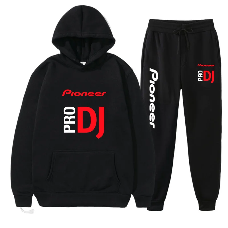 

Pioneer Pro DJ Men's Tracksuit Casual Jogging Suit Outdoor Set Hoodies + Black Sweatpant 2pcs Autumn Fashion New Streetwear