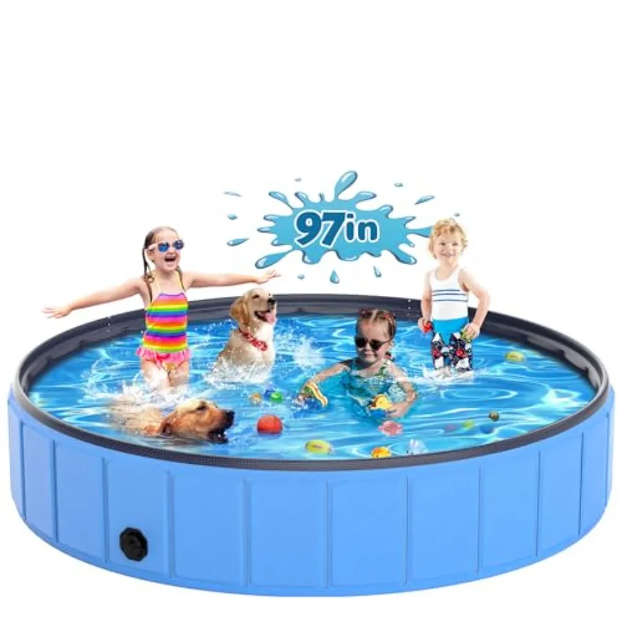 

Extra Large Foldable Plastic Pool for Large Dogs 0.6mm Durable and Collapsible Pet Bathing Tub Portable Outside Swimming Pool f