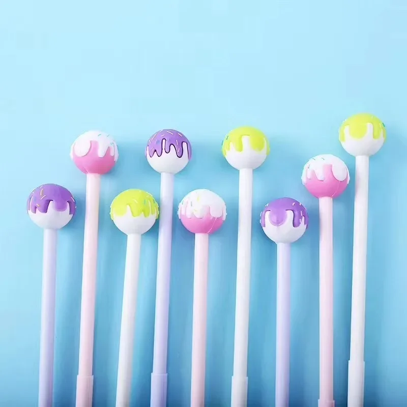 30PCS Cartoon Lollipop Silicone Cute Color Ice Cream Signature Pen Stationery Kawaii School Supplies Gel Pens