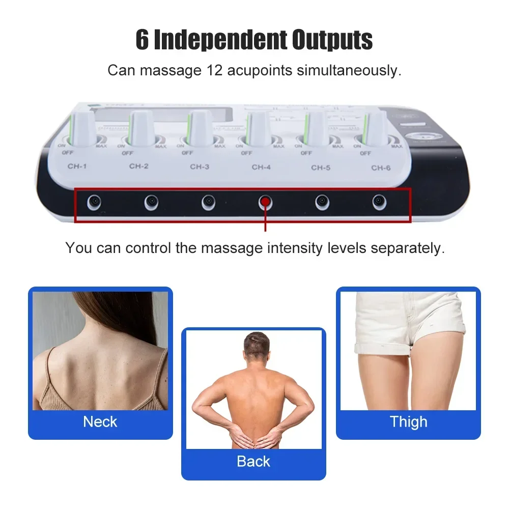 6 Output Channel Electroacupuncture Acupuncture Physiotherapy TENS Machine Needle Electric Muscle Stimulator  Equipment Massager