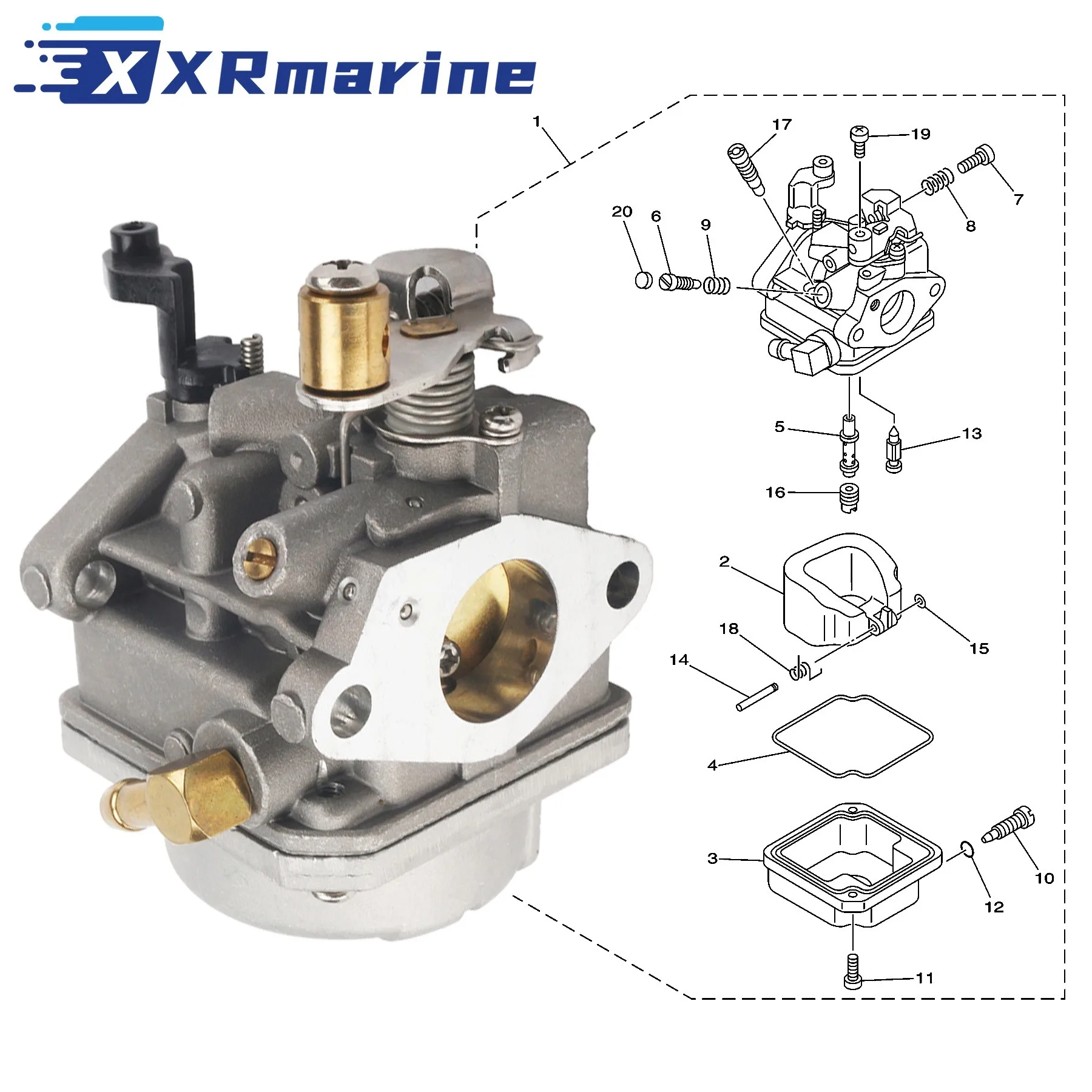 6BX-14301 Carburetor Assey for Yamaha 4 Stroke 6HP F6 F6LMHA F6SMHA 4HP F4 F4BMHS Boat Outboard Motor 6BX-14301-10 6BX-14301-12