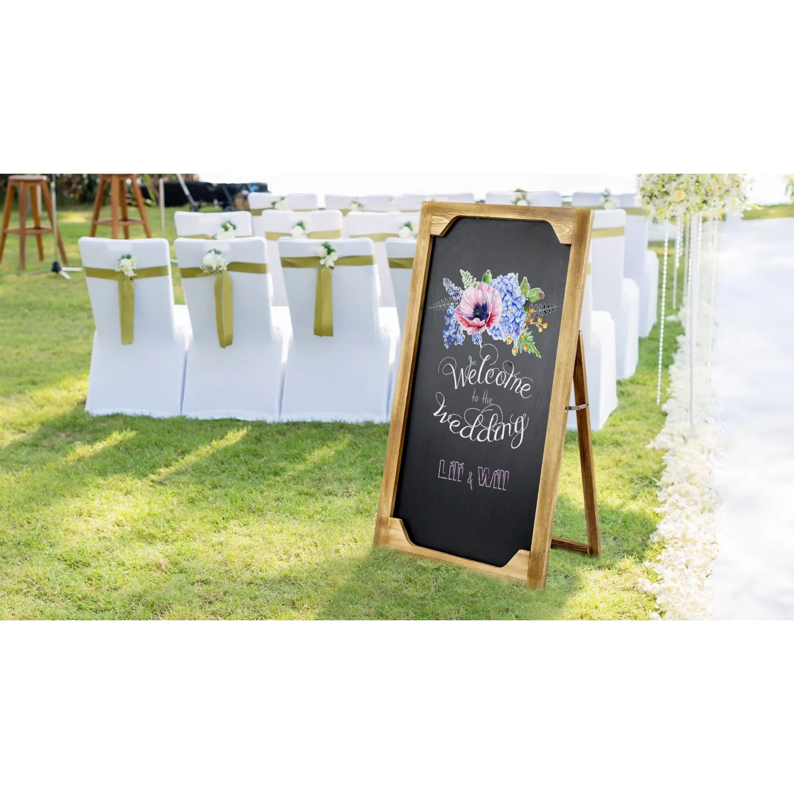 Chalkboard Sign, Wood Commercial Extra Large Chalk Board with Easel Style Stand United States