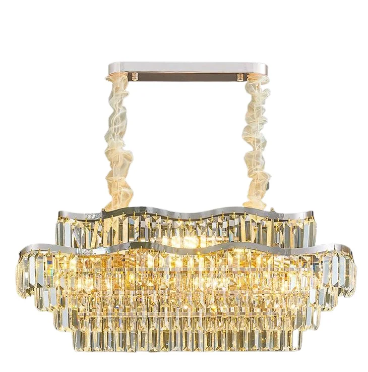 Oval K9 crystal chandelier wave cake shape design retro chandelier villa living room dining table high ceiling lamp