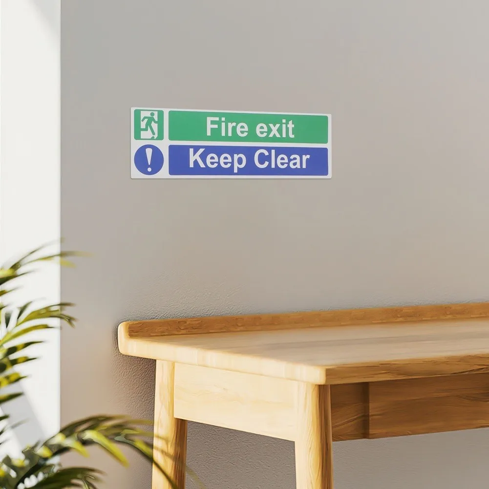 20pcs Fire Exit Keep Clear Signs for Permanent Installation in Loading Docks Stair Towers and Common Area Passageways